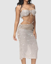 New Sequin Bralet Skirt Coord Set